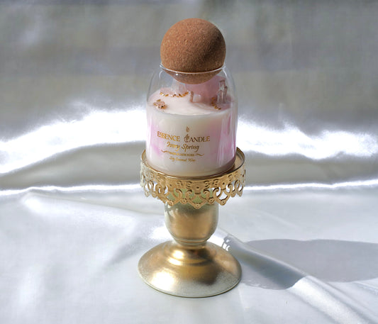 Ivory Spring ylang ylang crystal candle in a 17 oz jar, with rose quartz and clear quartz. Hand-poured in New York, eco-friendly soy coconut wax, burns twice as long.