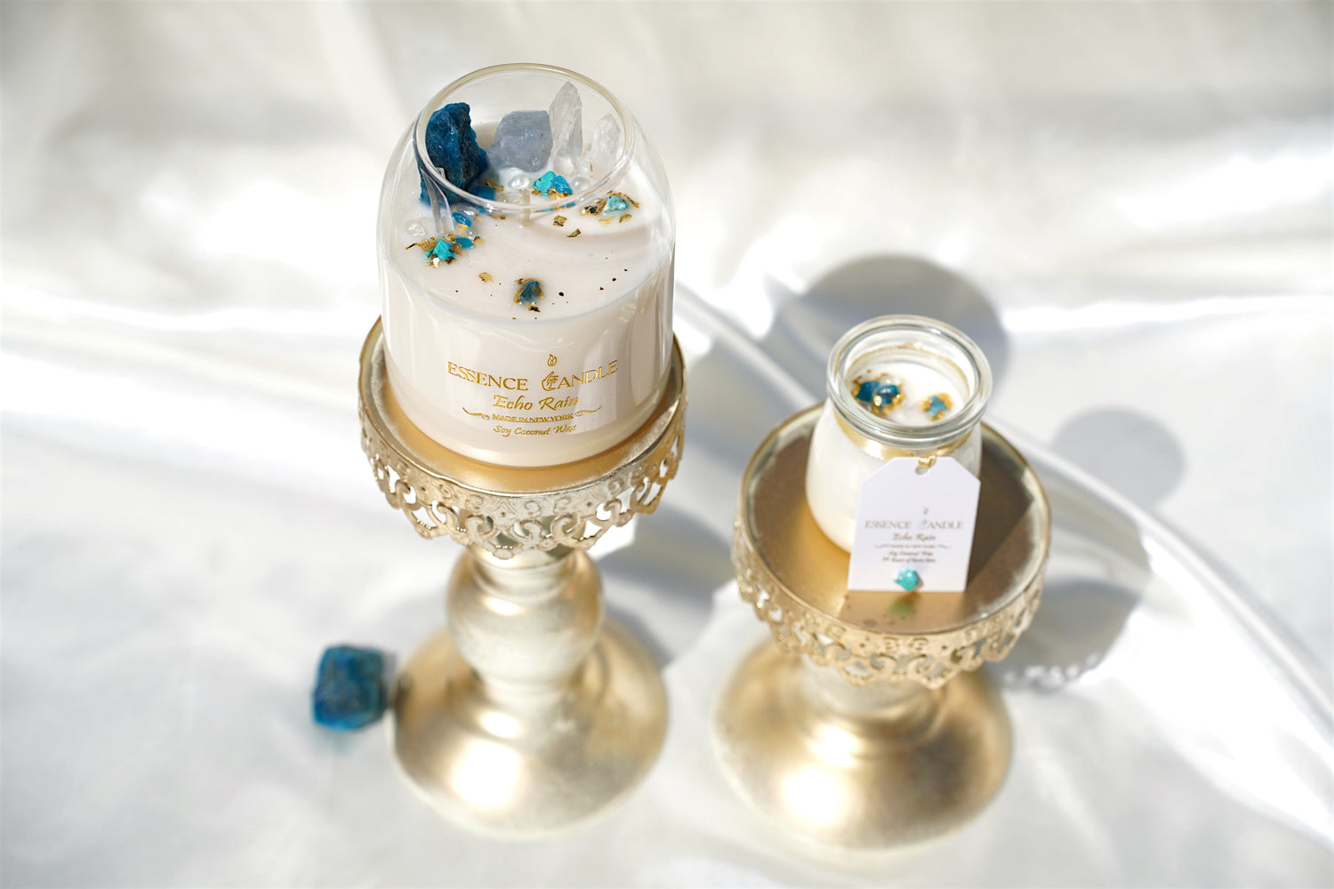 Echo Rain | Rainforest Scented Crystal Candle with Obsidian, Amazonite & Clear Quartz