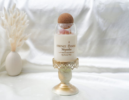 Luxury hand-poured Ivory Spring candle, 27oz glass jar with natural cork lid, made with eco-friendly soy and coconut wax for a clean, long burn — the perfect refined gift.